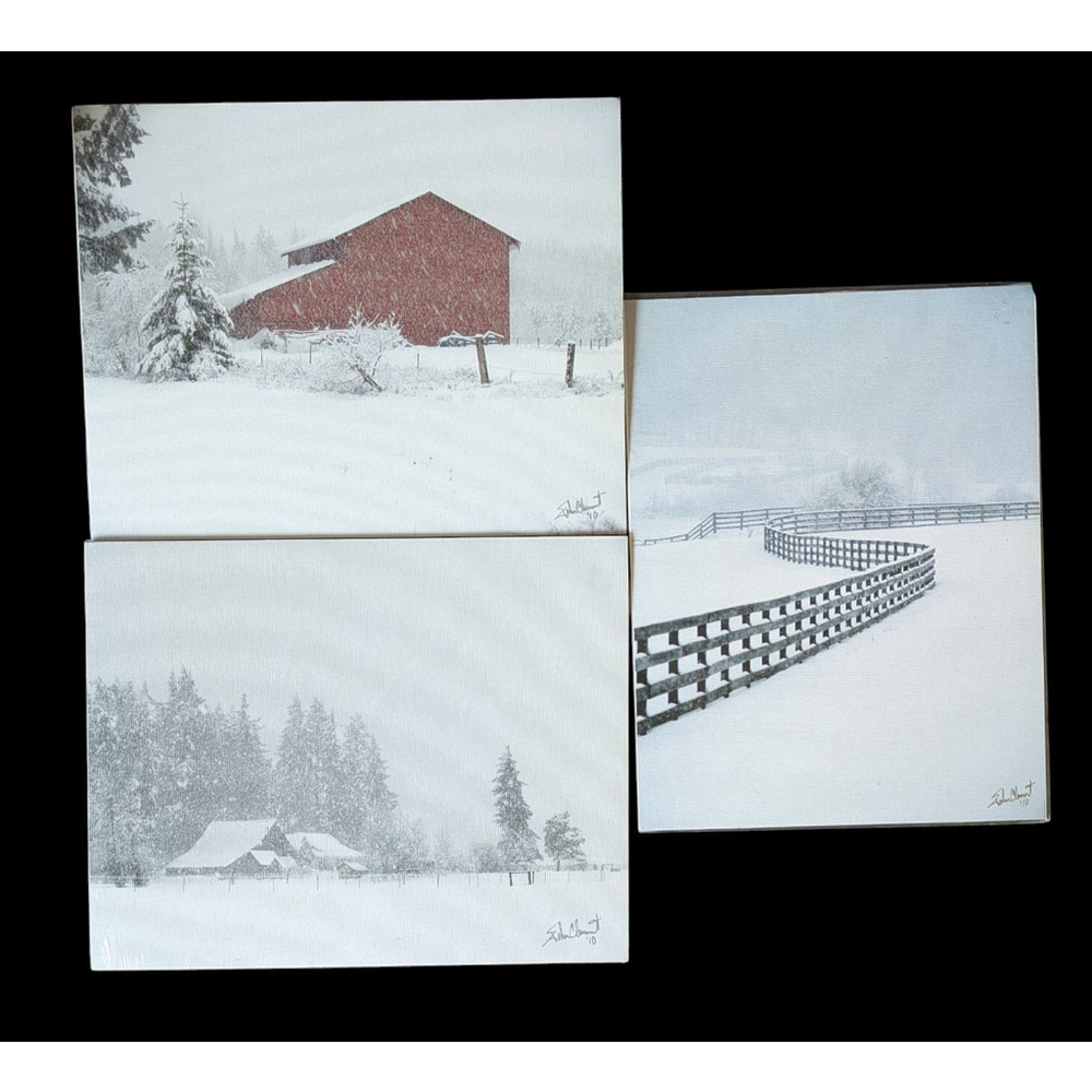 Set of 3 Signed John Clement Giclee Prints Winter Scenes *new* sealed